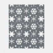 Snowflakes Grey Fleece Deken (Voorkant)