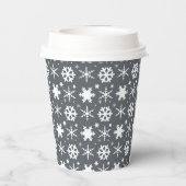 Snowflakes Grey Papieren Bekers (Achterkant)