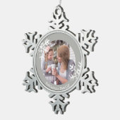 Snowflakes, grijze foto, monogramma tin sneeuwvlok ornament (Rechts)