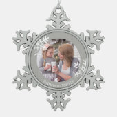 Snowflakes, grijze foto, monogramma tin sneeuwvlok ornament (Voorkant)