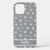 Snowflakes Grijze gepersonaliseerde naam Case-Mate iPhone Case (Achterkant)