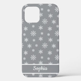 Snowflakes Grijze gepersonaliseerde naam Case-Mate iPhone Case