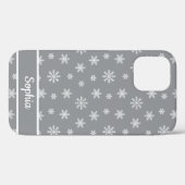 Snowflakes Grijze gepersonaliseerde naam Case-Mate iPhone Case (Achterkant (horizontaal))