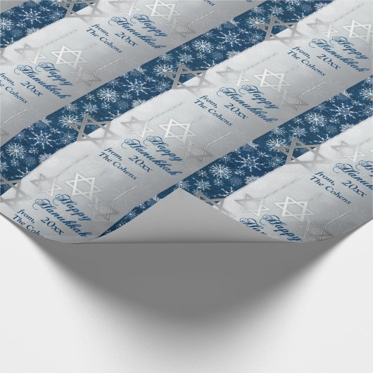 Snowflakes Happy Hanukkah Wrapping Paper Cadeaupapier (Hoek)