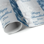 Snowflakes Happy Hanukkah Wrapping Paper Cadeaupapier (Rol Hoek)