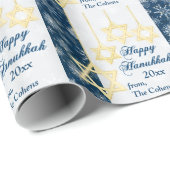Snowflakes Happy Hanukkah Wrapping Paper Cadeaupapier (Rol Hoek)