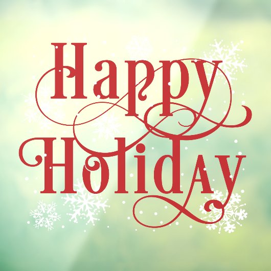 Snowflakes Happy Holiday, Restaurant raam clans Raamsticker (Vel 3)