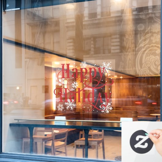 Snowflakes Happy Holiday, Restaurant raam clans Raamsticker (Cafe Raam)