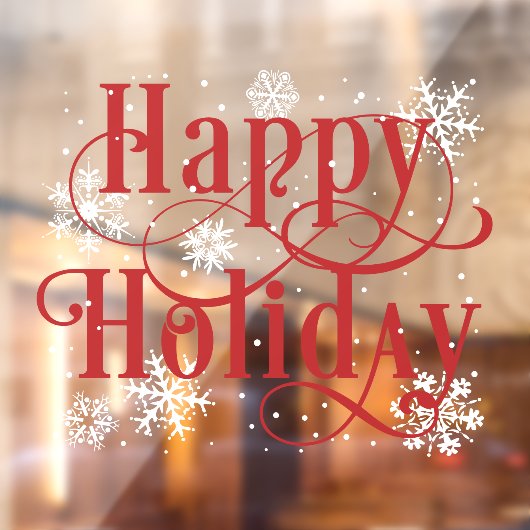 Snowflakes Happy Holiday, Restaurant raam clans Raamsticker (Vel 2)