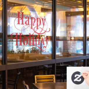 Snowflakes Happy Holiday, Restaurant raam clans Raamsticker
