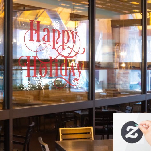 Snowflakes Happy Holiday, Restaurant raam clans Raamsticker (Restaurant Raam)