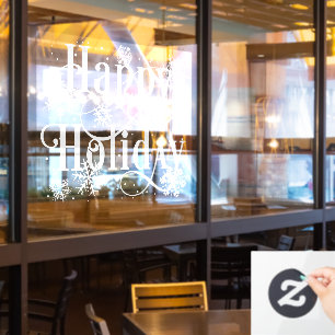 Snowflakes Happy Holiday, Restaurant raam clans Raamsticker