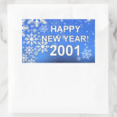 Snowflakes Happy Nieuwjaar 2001 Rechthoekige Sticker (Tas)