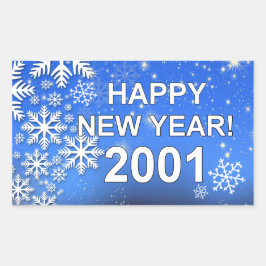 Snowflakes Happy Nieuwjaar 2001 Rechthoekige Sticker