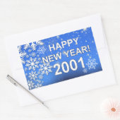 Snowflakes Happy Nieuwjaar 2001 Rechthoekige Sticker (Envelop)