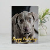 Snowflakes Happy Pawlidays Dog Folie Feestdagenkaart (Staand Voorkant)