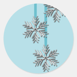 Snowflakes Holiday Cards Envelope Sezing Ronde Sticker