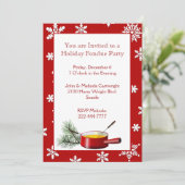 Snowflakes Holiday Fondue Party Uitnodiging (Staand voorkant)