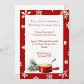 Snowflakes Holiday Fondue Party Uitnodiging (Voorkant / Achterkant)