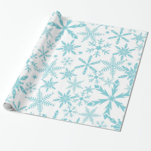 Snowflakes Holiday Gift Wrap/Blauw Wit Cadeaupapier