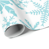 Snowflakes Holiday Gift Wrap/Blauw Wit Cadeaupapier (Rol Hoek)