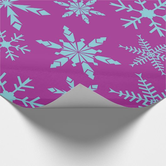 Snowflakes Holiday Gift Wrap / Paarse Aqua Cadeaupapier (Hoek)