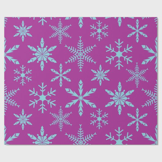 Snowflakes Holiday Gift Wrap / Paarse Aqua Cadeaupapier (Vlak)