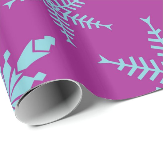 Snowflakes Holiday Gift Wrap / Paarse Aqua Cadeaupapier (Rol Hoek)
