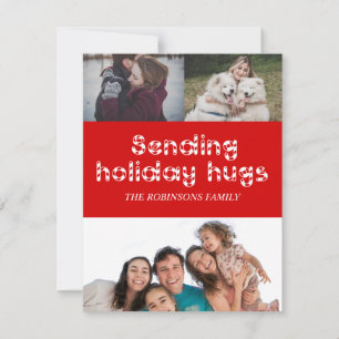 Snowflakes Holiday Hugs Foto Wenskaart Feestdagenkaart