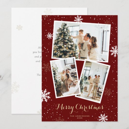 Snowflakes Holiday Merry-kerstfotokaarten Feestdagenkaart (Voorkant / Achterkant)