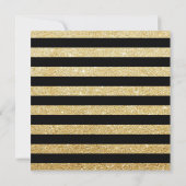 Snowflakes Holiday Party - Black & Gold Stripes Kaart (Achterkant)