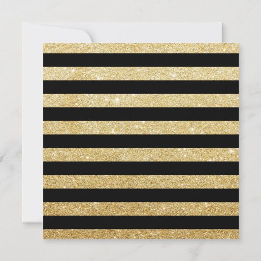 Snowflakes Holiday Party - Black & Gold Stripes Kaart (Achterkant)