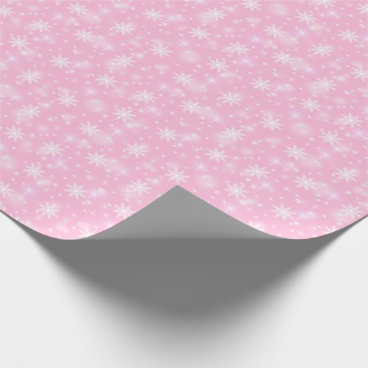 Snowflakes Holiday Winter Pink Cadeaupapier (Hoek)