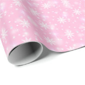 Snowflakes Holiday Winter Pink Cadeaupapier (Rol Hoek)