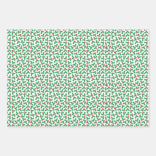 Snowflakes, Holly Berries en Bogen Inpakpapier Vel (Voorkant 2)