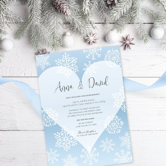 Snowflakes Icy Blue Winter Weddenschap Kaart