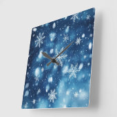 Snowflakes in the Night – Winter Wall Clock Vierkante Klok (Hoek)
