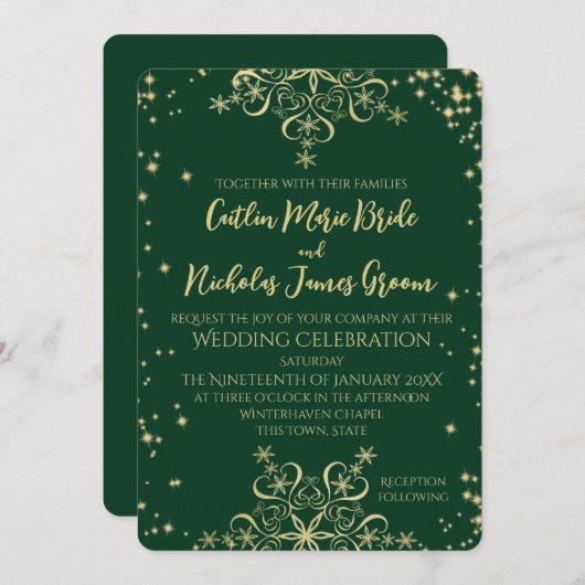 Snowflakes Invita Kaart (Voorkant / Achterkant)