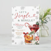Snowflakes Jingle & Mingle Christmas Cocktail Kaart (Staand voorkant)