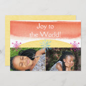 Snowflakes Joy to the World Waterverf Feestdagenkaart (Voorkant / Achterkant)