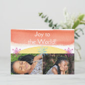 Snowflakes Joy to the World Waterverf Feestdagenkaart (Staand voorkant)
