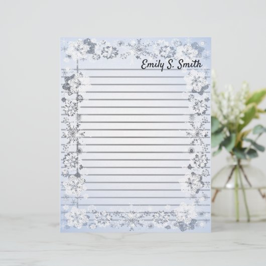 Snowflakes Kader, aangepast schrijfpapier (Staand voorkant)
