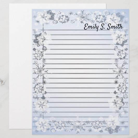 Snowflakes Kader, aangepast schrijfpapier (Voorkant / Achterkant)