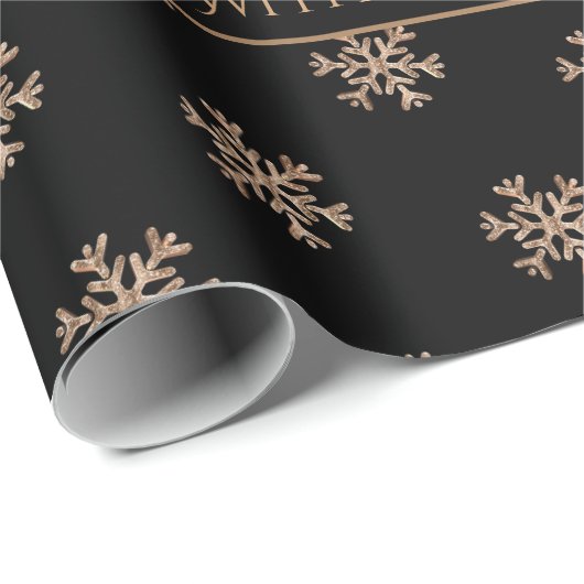 Snowflakes Kandles Holly Black en Gold Kerstmis Cadeaupapier (Rol Hoek)