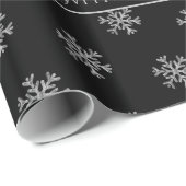 Snowflakes Kandles Holly Black Silver Kerstmis Cadeaupapier (Rol Hoek)
