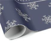 Snowflakes Kandles Holly Blue en Silver Kerstmis Cadeaupapier (Rol Hoek)