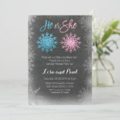 Snowflakes-kartongender onthullen uitnodiging (Staand voorkant)