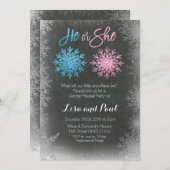 Snowflakes-kartongender onthullen uitnodiging (Voorkant / Achterkant)