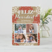 Snowflakes kerkraft 4 Foto Feliz Navidad Feestdagenkaart (Staand voorkant)