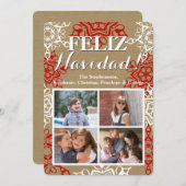 Snowflakes kerkraft 4 Foto Feliz Navidad Feestdagenkaart (Voorkant / Achterkant)